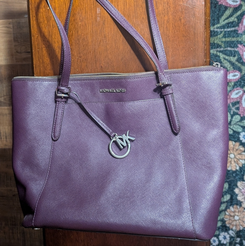 Michael Kors Burgundy Saffiano Leather Tote Bag